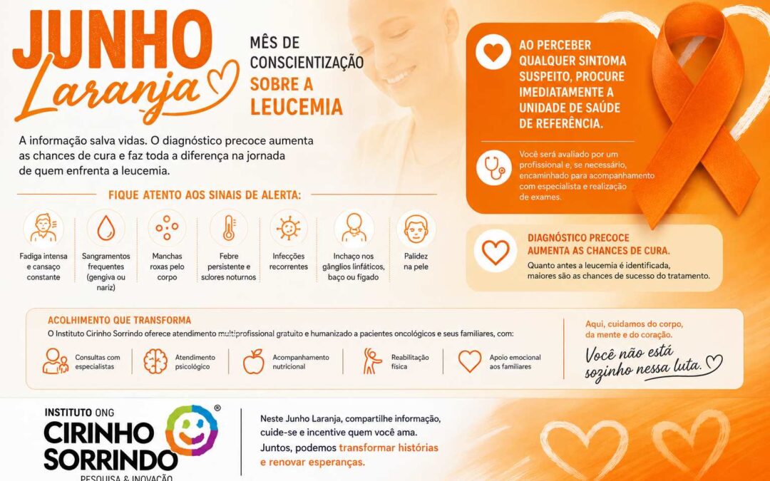 Junho Laranja: Instituto Cirinho Sorrindo reforça conscientização sobre leucemia e alerta para importância do diagnóstico precoce
